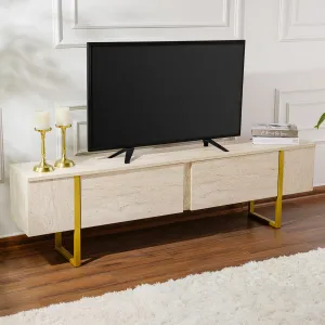 TV stolík Serenity - Travertine, Gold