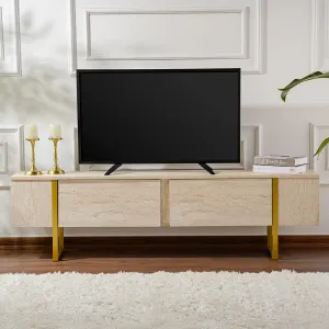 TV stolík Serenity - Travertine, Gold