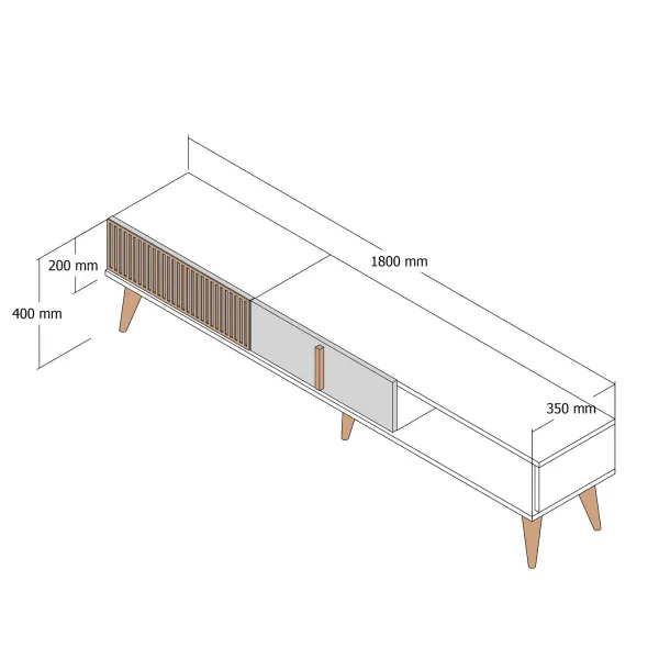 TV stolík Milan - Walnut, Travertine