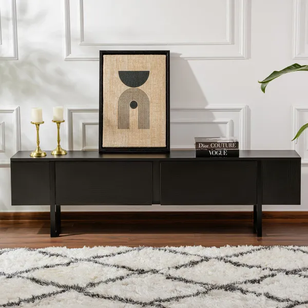 TV stolík Serenity - Wood Black, Black