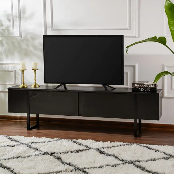 TV stolík Serenity - Wood Black, Black