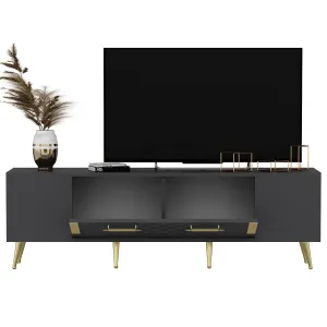TV stolík Detas - Anthracite, Gold