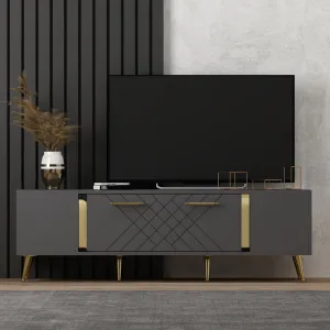TV stolík Detas - Anthracite, Gold