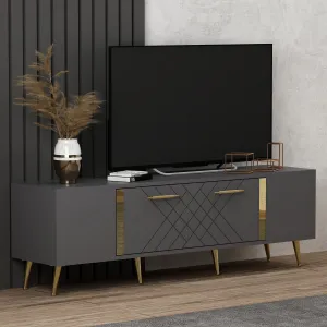 TV stolík Detas - Anthracite, Gold