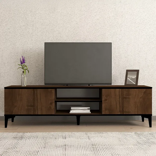 TV stolík Erem - Walnut, Black