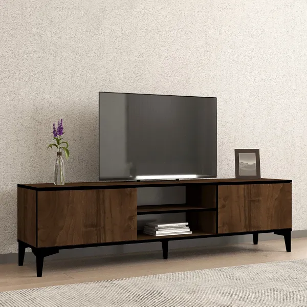 TV stolík Erem - Walnut, Black