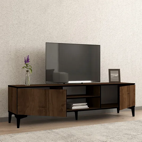 TV stolík Erem - Walnut, Black