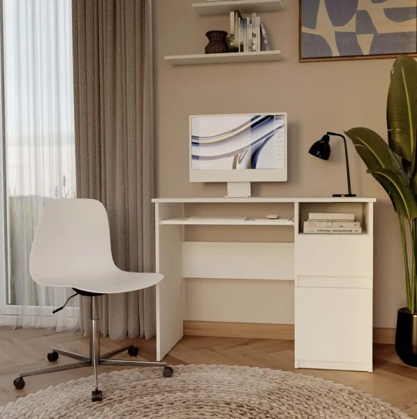 TP Living Písací stôl Porto 98 cm pravý biely