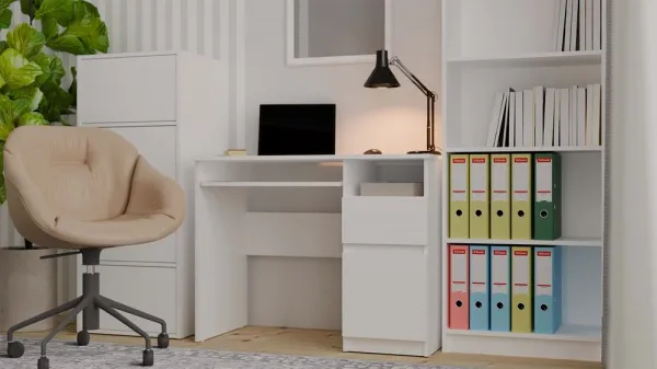 TP Living Písací stôl Porto 98 cm pravý biely