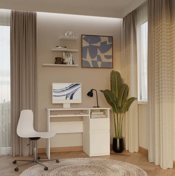 TP Living Písací stôl Porto 98 cm pravý biely