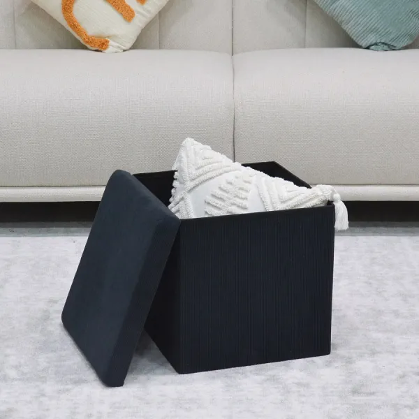 AUTRONIC taburet s úložným priestorom TAB-471 BK6 čierny, menčester