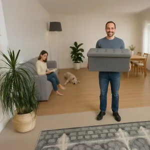 AUTRONIC taburet s úložným priestorom TAB-472 GREY6 sivý, menčester