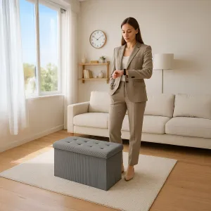 AUTRONIC taburet s úložným priestorom TAB-472 GREY6 sivý, menčester