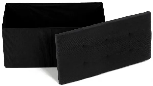 AUTRONIC taburet s úložným priestorom TAB-472 BK6 čierny, menčester