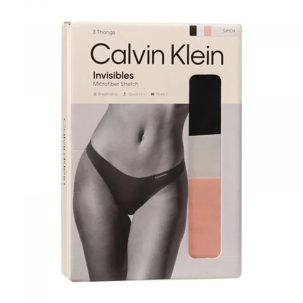3PACK dámske tangá Calvin Klein bezšvová viacfarebná (QD3558E-WAM) M