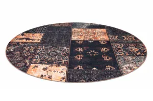 Koberec ANTIKA Ancient Chocolate patchwork čierny / terakota