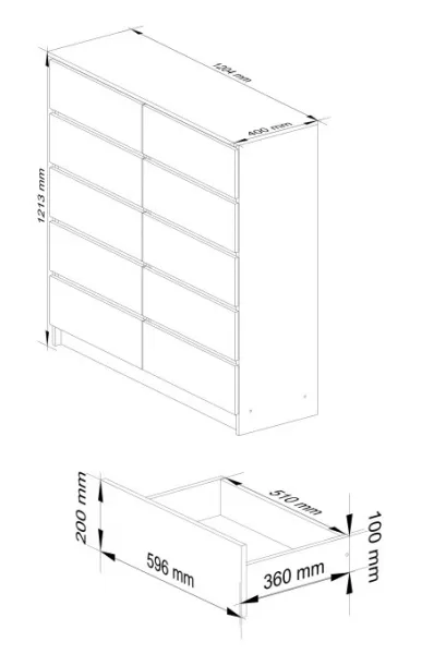 Ak furniture Komoda Kuba 120 cm biela/grafitová