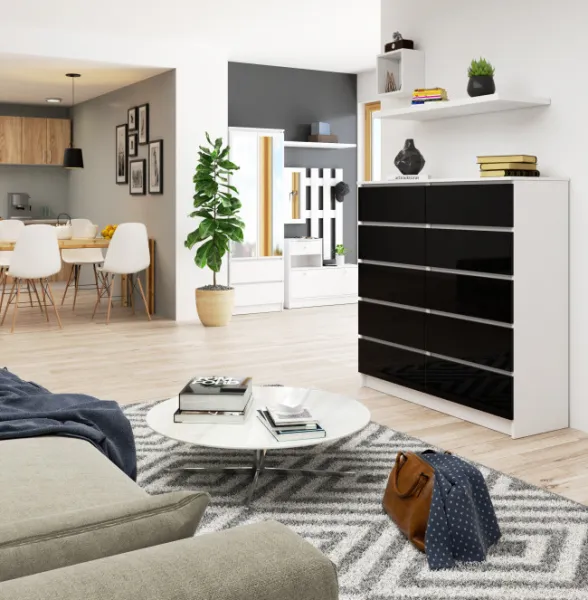 Ak furniture Komoda Kuba 120 cm biela/čierna