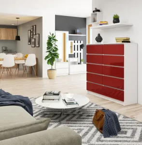 Ak furniture Komoda Kuba 120 cm biela/červená
