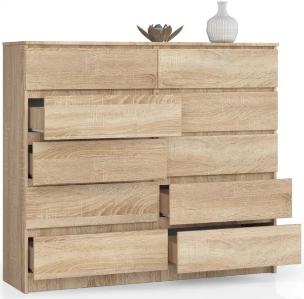 Ak furniture Komoda Kuba 140 cm 10 zásuviek dub sonoma