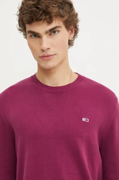 Bavlnený sveter Tommy Jeans bordová farba, DM0DM18895