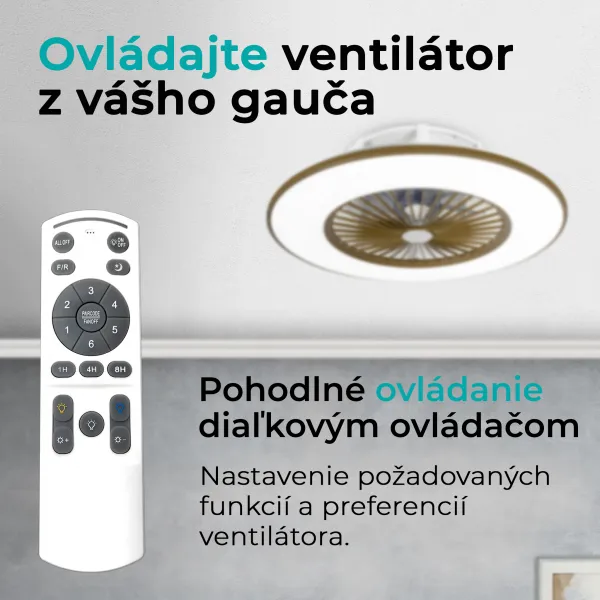 Noaton 11056CR Vega, kávovohnedá, stropný ventilátor so svetlom