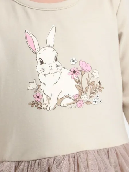 Dievčenské šaty tyl SWEET BUNNY s dlhým rukávom