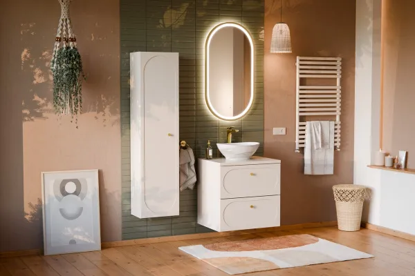 Comad Kúpeľňová zostava s doskou a skrinkami Donna 80 cm piesková