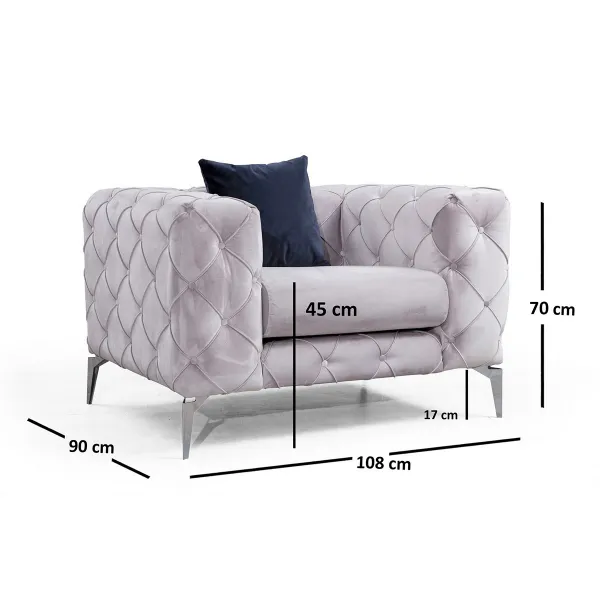 Hanah Home Křeslo COMO světle šedé