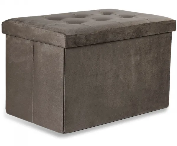 XL skladací puf s gombíkmi - 60x38x38cm zamatová hnedá x 4