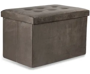 XL skladací puf s gombíkmi - 60x38x38cm zamatová hnedá x 4