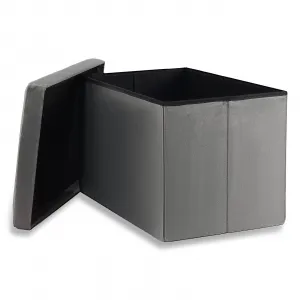 XL skladací puf s gombíkmi - 60x38x38cm zamatová sivá 9999