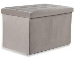 XL skladací puf s gombíkmi - 60x38x38cm zamatová béžová x 4