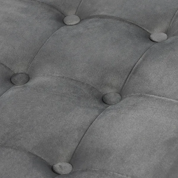XL skladací puf s gombíkmi - 60x38x38cm zamatová sivá 9999