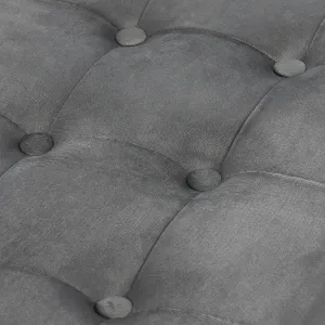 XL skladací puf s gombíkmi - 60x38x38cm zamatová sivá 9999
