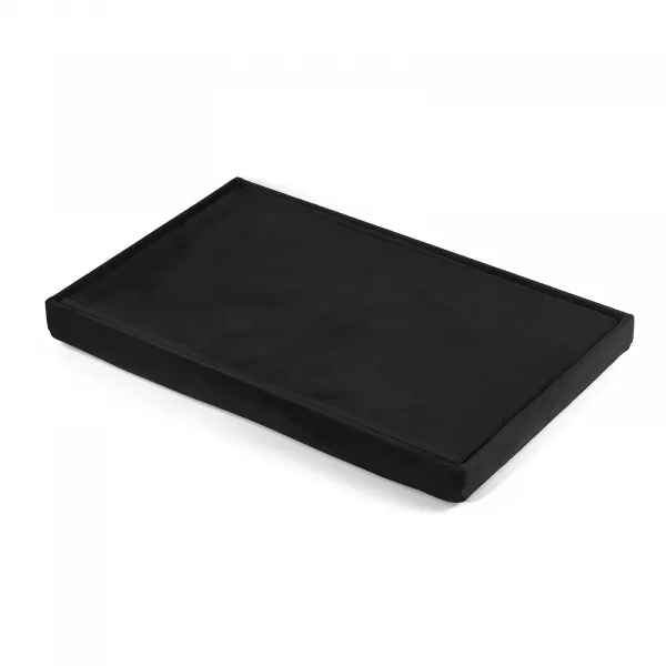 XL skladací puf s gombíkmi - 60x38x38cm zamatová čierna x 4