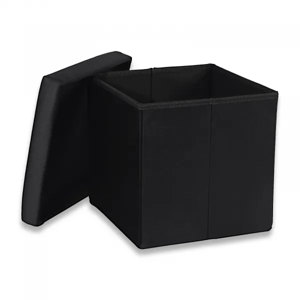 Skladací puf M - 30x30x30cm zamatová čierna 9999