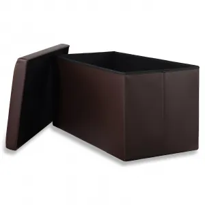 XXL skladací puf s gombíkmi - 80x40x40cm ekokoža hnedá 9999