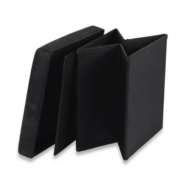 Skladací puf M - 30x30x30cm zamatová čierna 9999