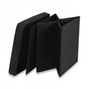 Skladací puf M - 30x30x30cm zamatová čierna 9999