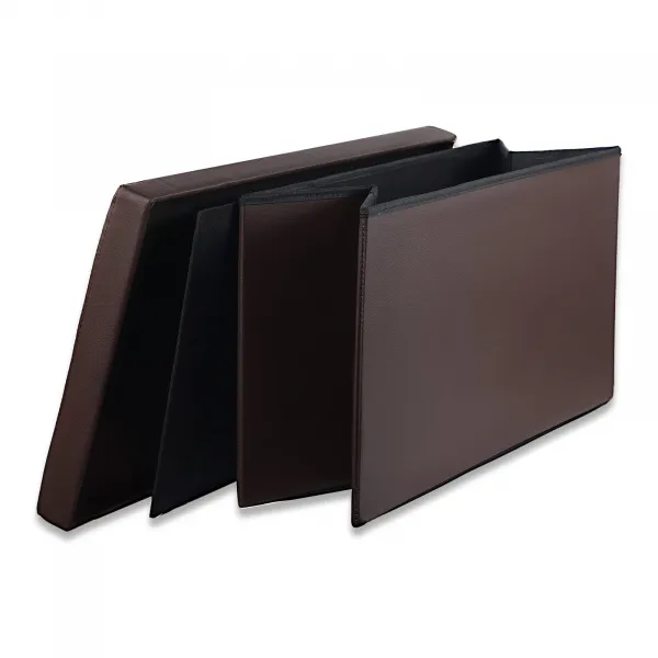 XXL skladací puf s gombíkmi - 80x40x40cm ekokoža hnedá 9999