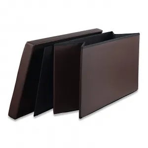 XXL skladací puf s gombíkmi - 80x40x40cm ekokoža hnedá 9999
