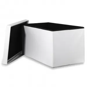 XXL skladací puf s gombíkmi - 80x40x40cm ekokoža biela 9999