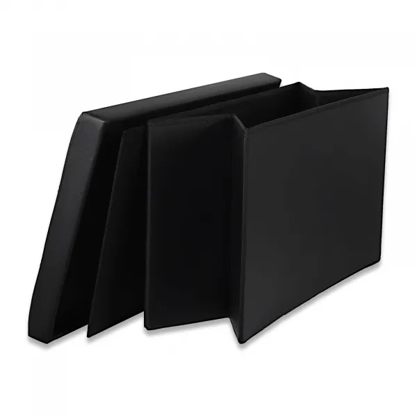 XXL skladací puf s gombíkmi - 80x40x40cm ekokoža čierna 9999