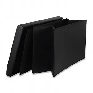 XXL skladací puf s gombíkmi - 80x40x40cm ekokoža čierna 9999