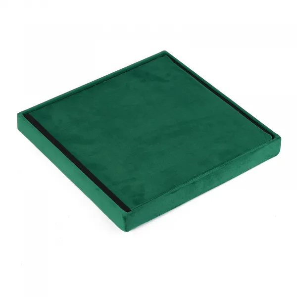 Skladací puf L s gombíkmi - 38x38x38cm zamatovo zelený 9999