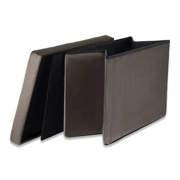 XL skladací puf s gombíkmi - 60x38x38cm zamatová hnedá x 4