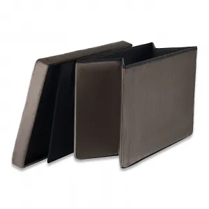 XL skladací puf s gombíkmi - 60x38x38cm zamatová hnedá x 4