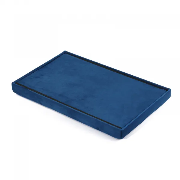 XL skladací puf s gombíkmi - 60x38x38cm zamatová tmavomodrá x 4