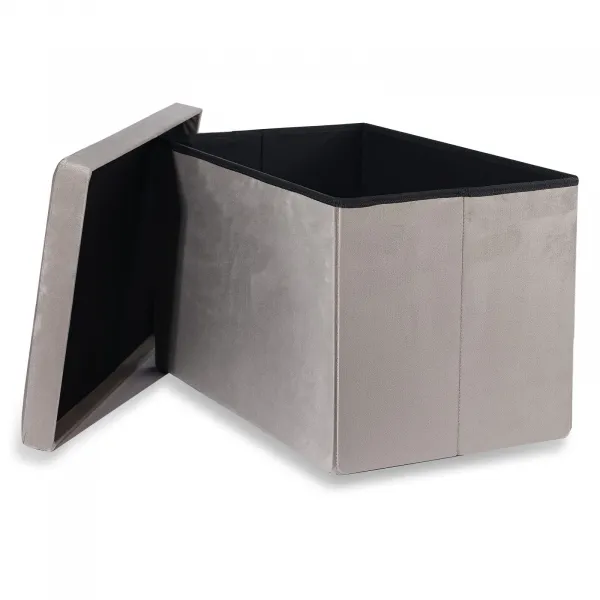 XL skladací puf s gombíkmi - 60x38x38cm zamatová béžová x 4